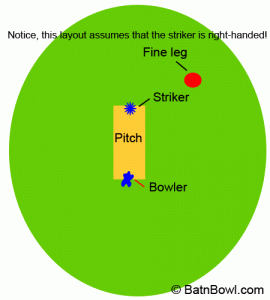 The cricket fielding position fine leg